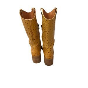 Vintage Women's Size 10 Ostrich Leather Cowboy Western Boots Side Zipper
